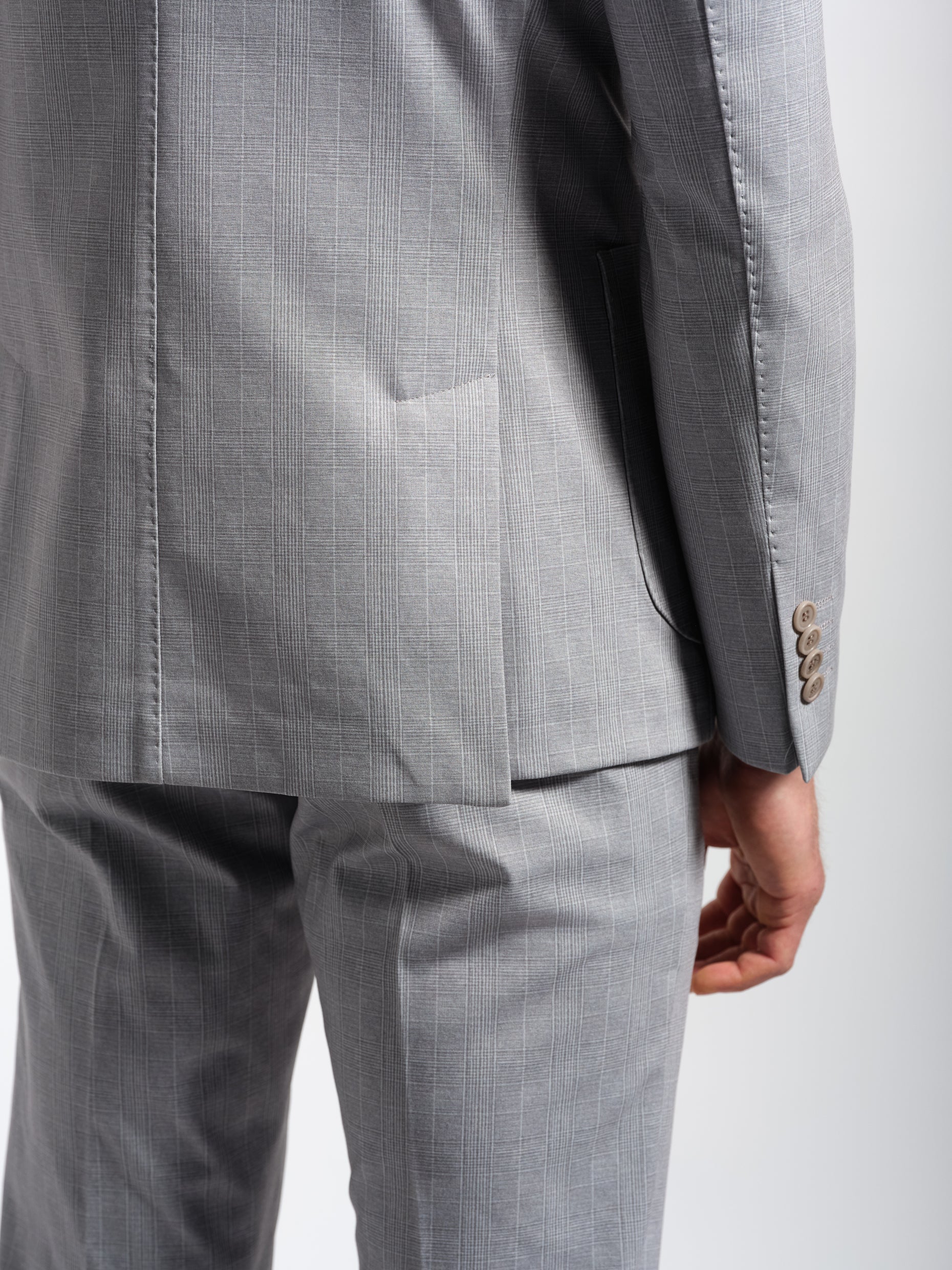 grey Prince de Galles jersey suit double vents