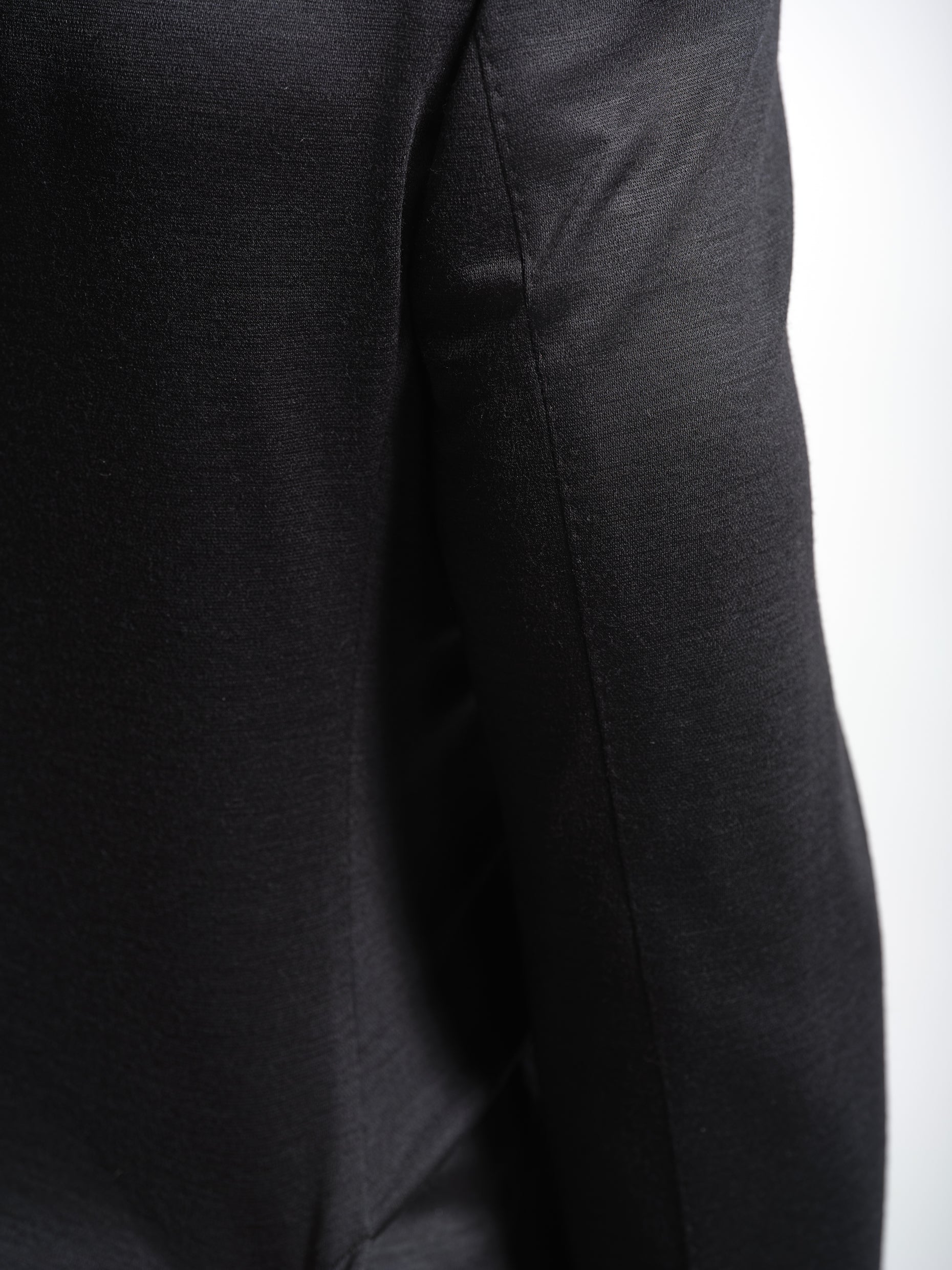 black jersey stretch suit top stiching