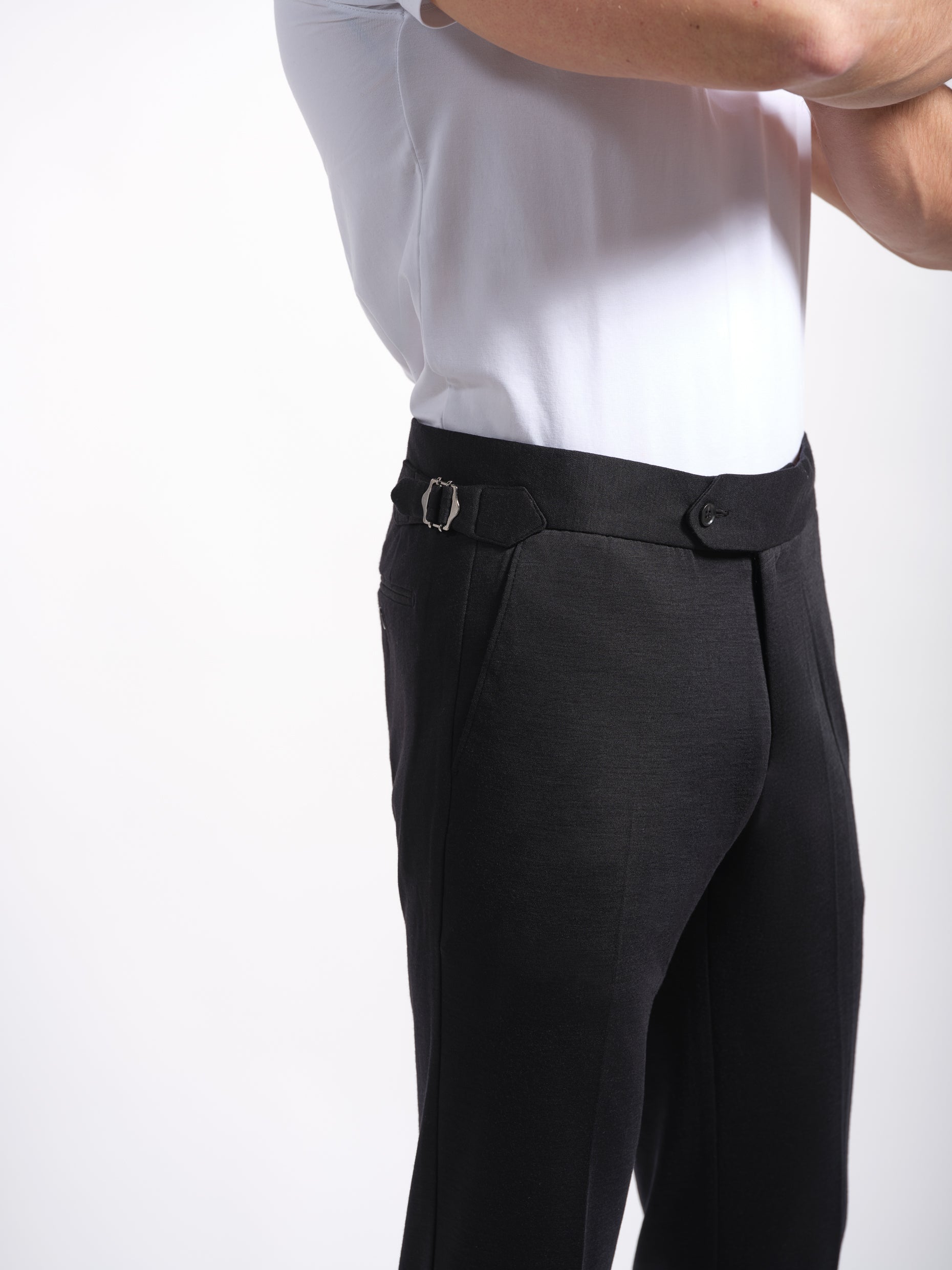 Black jersey pants with london tabs and side tabs