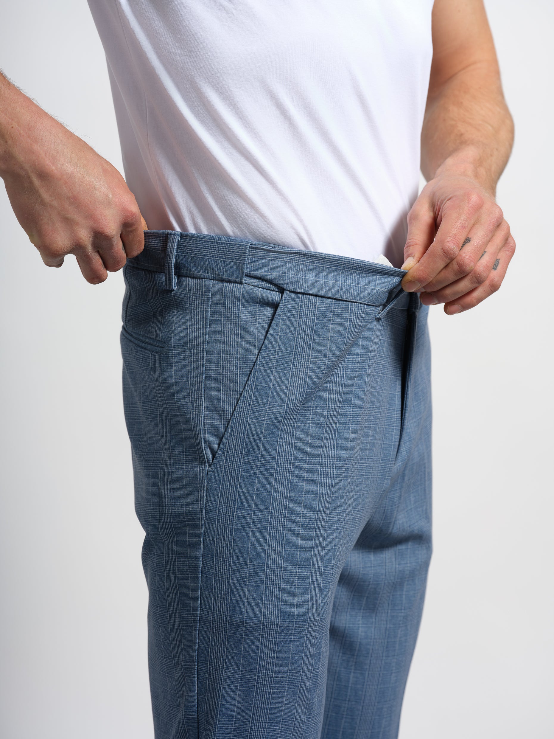 stretching waistband Prince de Galles stretch cotton-blend jersey pants