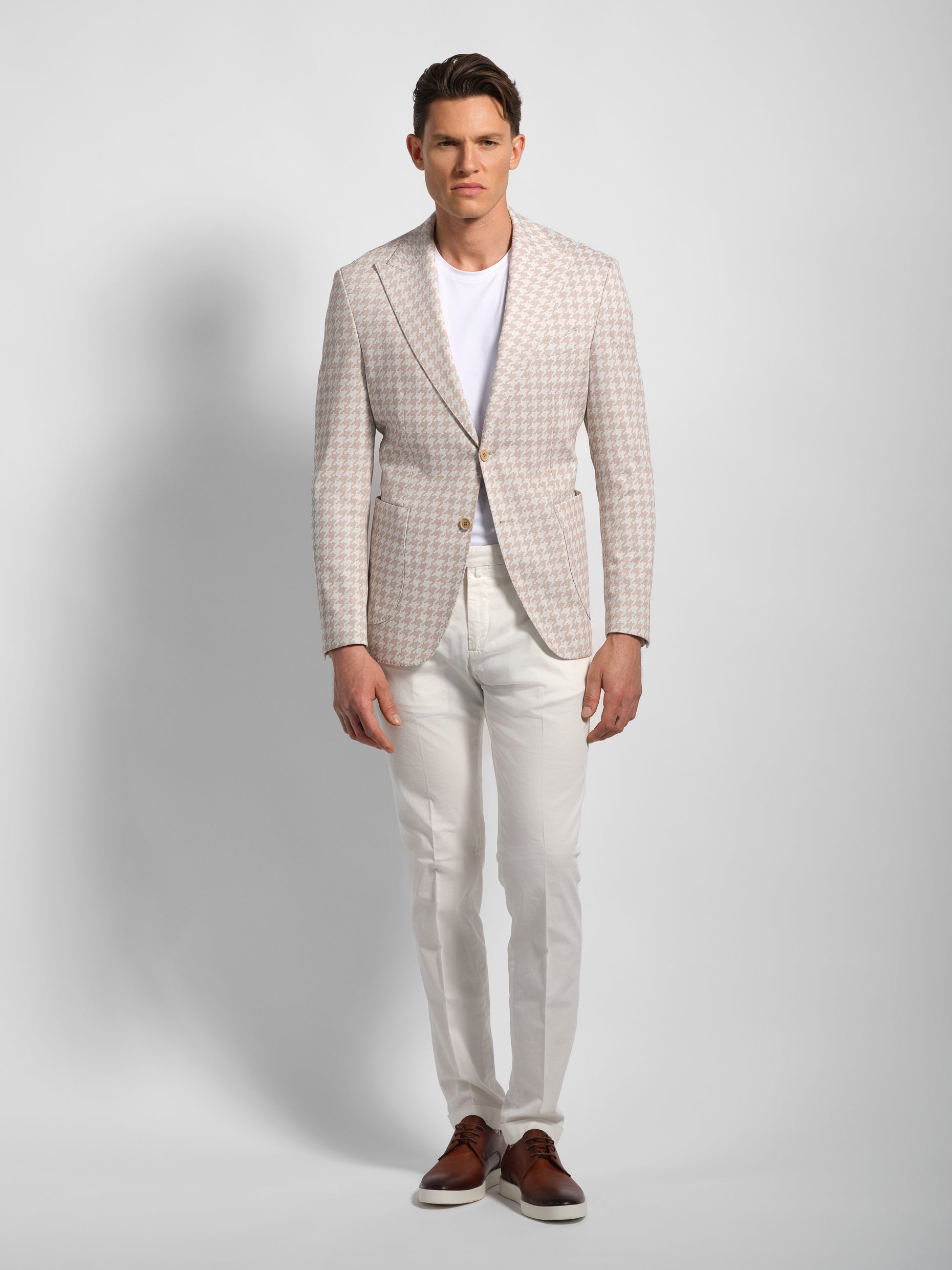 Houndstooth jersey blazer front view – Shackleton