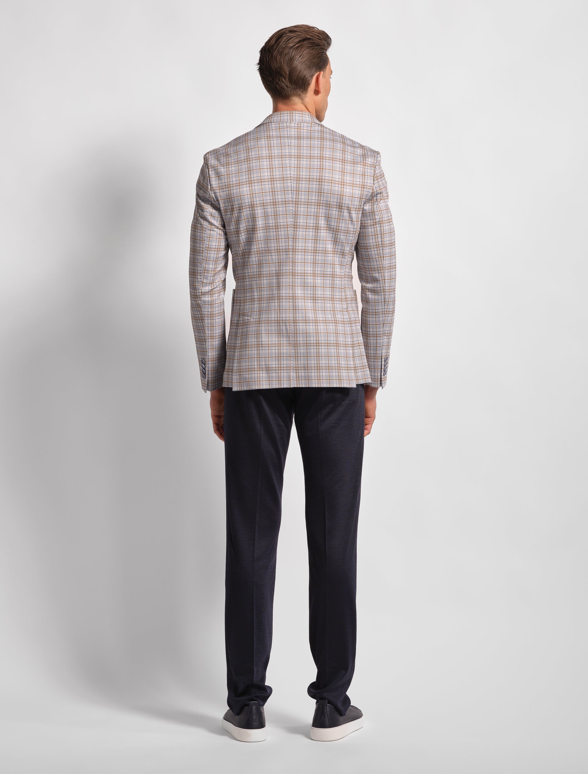 back of wide check multi-colored jersey blazer 