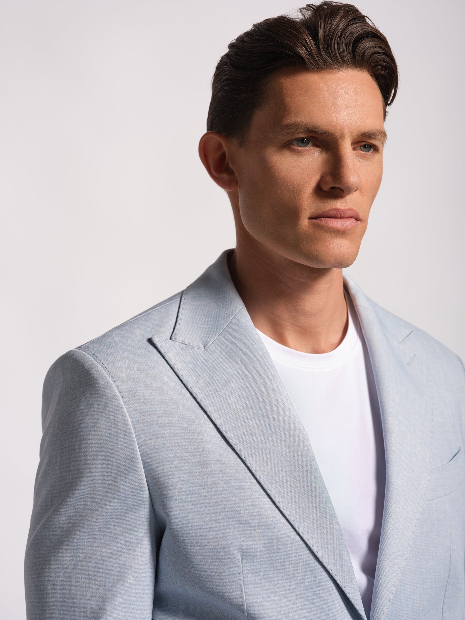 Stretch jersey fabric close-up light blue