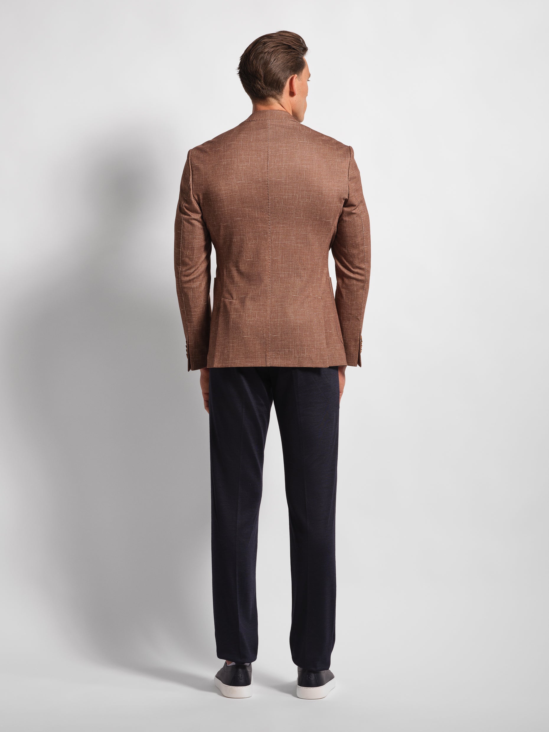 Cross‑Hatch Textured Jersey Blazer - Livingstone | Brown