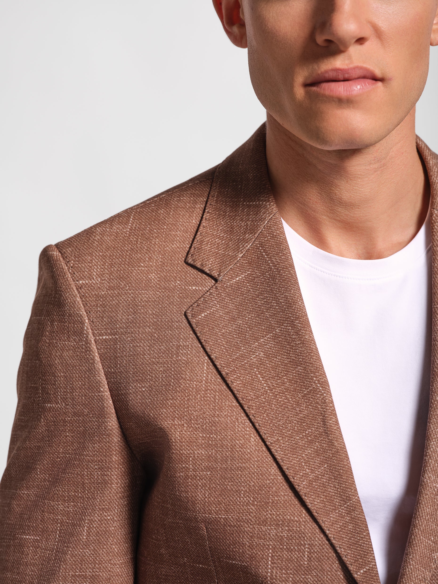 Cross‑Hatch Textured Jersey Blazer - Livingstone | Brown
